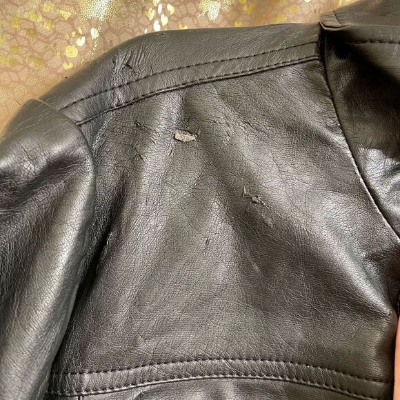 Torrid Black Gray Mixed Media Faux Leather Hooded Moto Jacket, 1X 14/16 - Picture 4 of 13